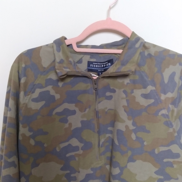 Fishhippie Cedar Island Camo Quarter Zip Pullover Size Small - Picture 5 of 11